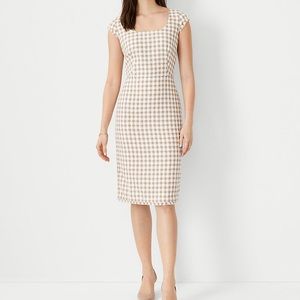 Ann Taylor Sheath Dress NWT - Gingham Scoop Neck with Cap Sleeves